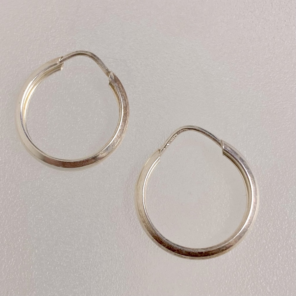 STERLING Hoop Earrings 925 18 mm Solid Silver Italy